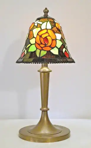 Jugendstil Tischleuchte Messinglampe Tiffany Unikat