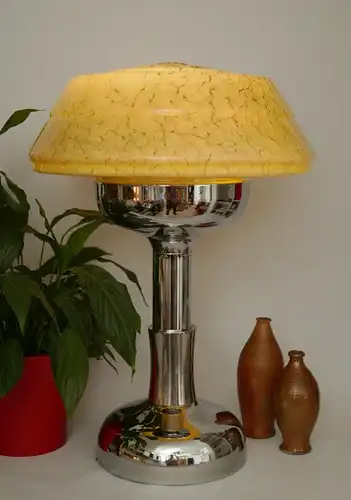 Murano Art Déco Bauhaus lampe de table Chrome Mid Century grand vintage lampe à table