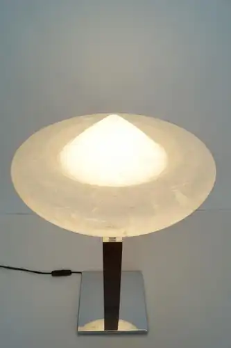 Bauhaus Art Déco Lampe Schreibtisch Chrom "LIGHTNING SAUCER" Unikat Leuchte