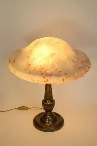 Art Deco Lampe Schreibtischleuchte 1934 graviert Messing Leuchte