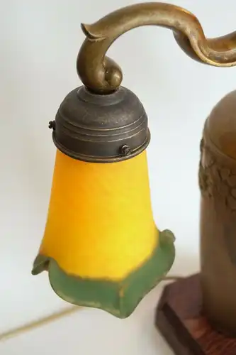 Jugendstil Lampe Leuchte "TWO TULIPS" Messinglampe Berlin Unikat Verré