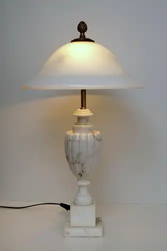 Art délicieux Déco Salon Lampe de table Albâtre Lumières de bureau 1940 Verre opal