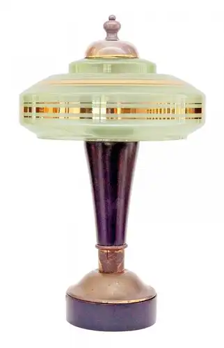 Art Deco Lampe Design Tischleuchte "GOLDEN GREEN" Unikat Sammlerstück Leuchte