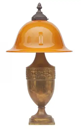 Elegante Jugendstil Salonlampe Tischleuchte Messing 1910 Messinglampe Berlin