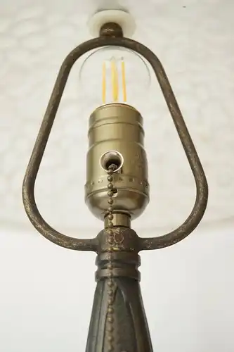 Art Deco Tischlampe antikes signiertes Glas Messinglampe Design Unikat Banker