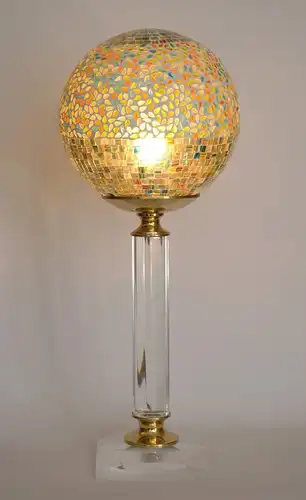 Art Deco Lampe Kugelleuchte Tischlampe "GOLDEN MOSAIC" Einzelstück Acryl Leuchte