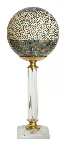 Art Deco Lampe Kugelleuchte Tischlampe "GOLDEN MOSAIC" Einzelstück Acryl Leuchte