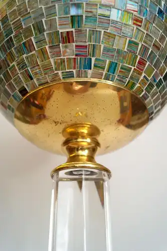 Art Deco Lampe Kugelleuchte Tischlampe "GOLDEN MOSAIC" Einzelstück Acryl Leuchte