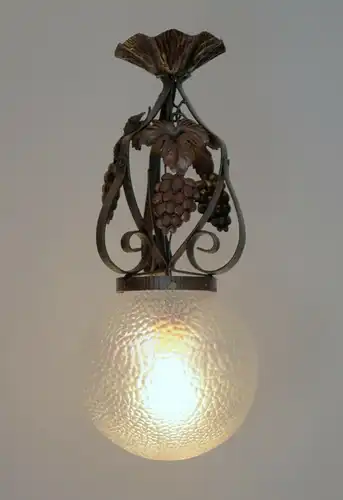 Einzigartige original Jugendstil Deckenleuchte 1910 irisierend Lötz