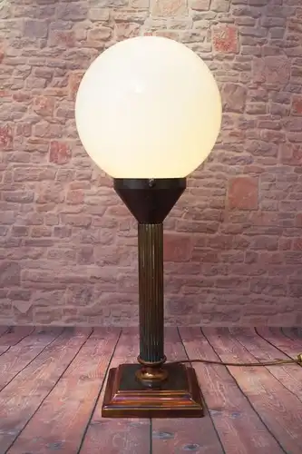 Art Deco Lampe Schreibtischleuchte Tischlampe Messing "BLUE & WHITE" Leuchte