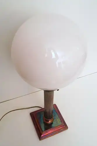 Art Deco Lampe Schreibtischleuchte Tischlampe Messing "BLUE & WHITE" Leuchte