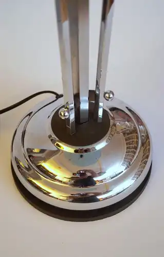 Unikat Art Déco Dégué Lampe de table "COMET" Tripod Lumières de bureau Chrome