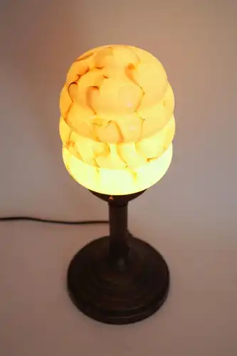 Zierliches Unikat Art Deco Messinglampe "PINK MARBLE" Tischlampe Tischleuchte