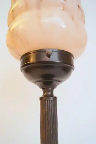 Zierliches Unikat Art Deco Messinglampe "PINK MARBLE" Tischlampe Tischleuchte