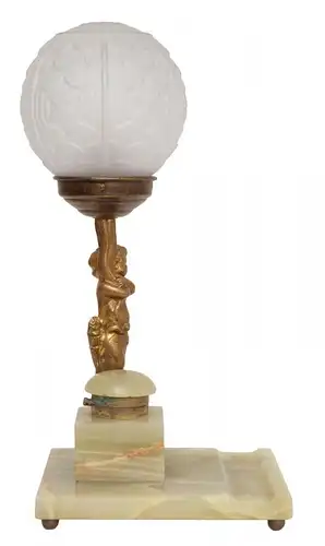 Unikat Art Déco Schreibtischlampe Tischleuchte "MARBLE ANGEL" Putto Engel
