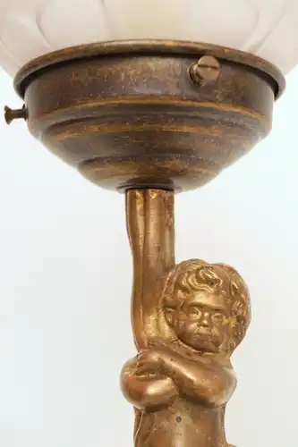 Unikat Art Déco Schreibtischlampe Tischleuchte "MARBLE ANGEL" Putto Engel
