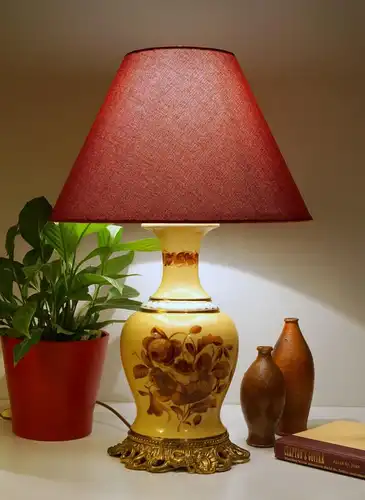 Classique Art Nouveau Céramique Lampe de table 1910 n. Abat-jour LED Majolika