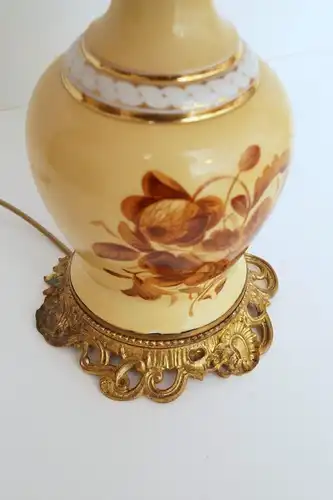Gemarkte Jugendstil Keramik Tischleuchte 1910 n. Stoffschirm Tischlampe Majolika