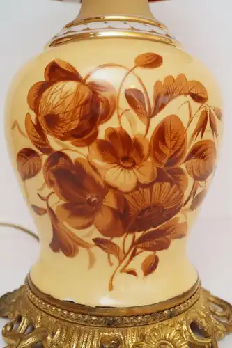 Gemarkte Jugendstil Keramik Tischleuchte 1910 n. Stoffschirm Tischlampe Majolika