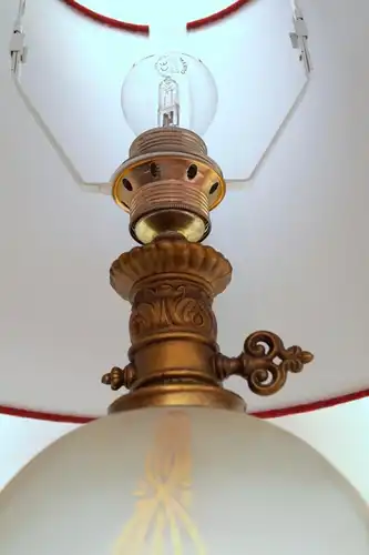 Große Salon Tischlampe Glaskörper Salonlampe Prunklampe Jugendstil