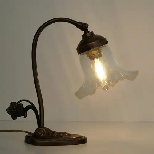 Belle lampe de chevet Art Nouveau Piano lampe en laiton verre ancien