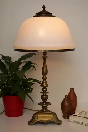 Sehr große original Jugendstil Tischleuchte Salonlampe Messing 66 cm Bakelit