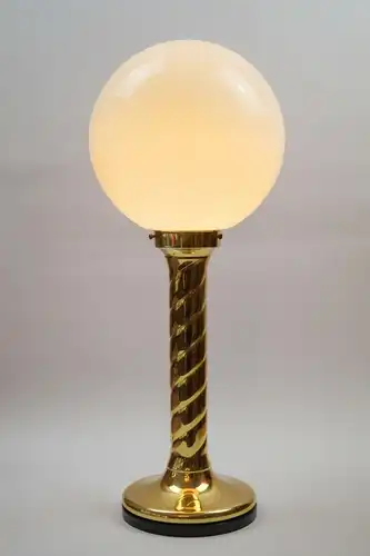 Lampe en laiton Art Déco Lumières de table Vintage rétro Boule de verre opal 60 cm de haut