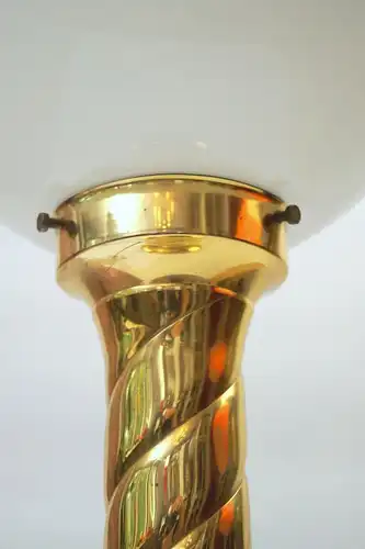 Messinglampe Art Déco Tischlampe Vintage Retro Opalglas Kugel 60 cm hoch