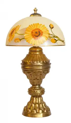 Art Deco Lampe Jugendstil Messinglampe "SUNFLOWERS" Landhaus Tischlampe