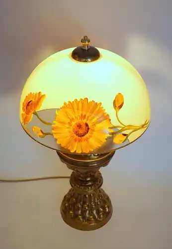 Art Deco Lampe Jugendstil Messinglampe "SUNFLOWERS" Landhaus Tischlampe