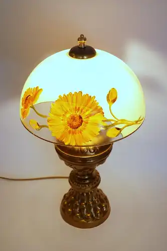 Art Deco Lampe Jugendstil Messinglampe "SUNFLOWERS" Landhaus Tischlampe