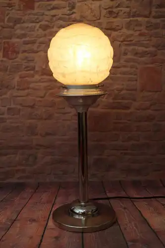 Weltweites Unikat Bauhaus Art Déco Lampe "ALUETTE" Chrom Opalglas Leuchte