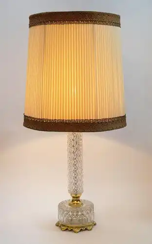 Klassische original 60er Jahre Tischlampe Kristallglas Messing Salonlampe