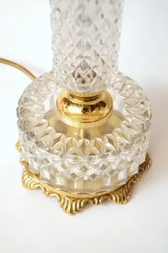 Klassische original 60er Jahre Tischlampe Kristallglas Messing Salonlampe