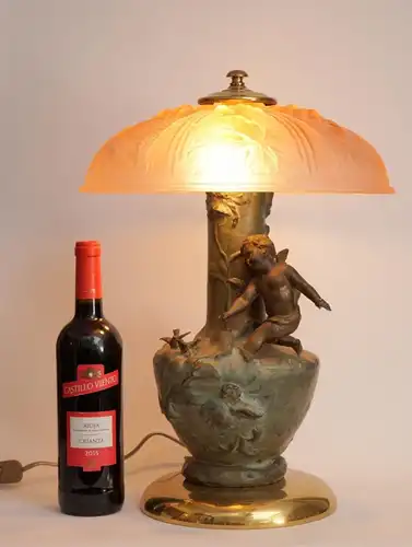 Lampe de table "ANGEL BIRD" avec un unique modèle Art Nouveau