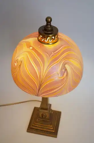 Jugendstil Lampe Schreibtischleuchte "DAZZLING PEARL" Messinglampe