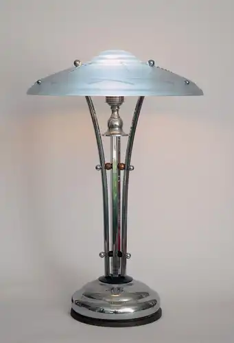 Art Deco Lampe Schreibtischleuchte "SPACE NEEDLE" 1930er Chrom original