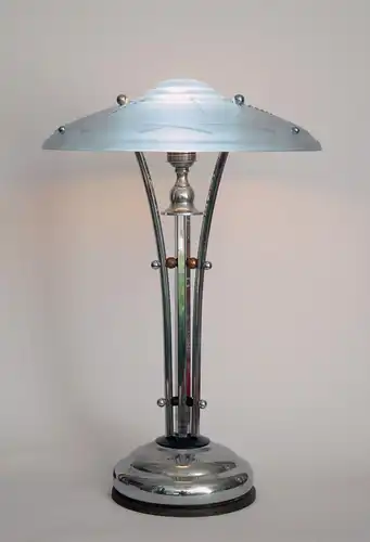 Lampe de bureau Art Déco unique "SPACE NEEDLE" Chrome 1930