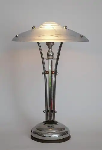 Art Deco Lampe Schreibtischleuchte "SPACE NEEDLE" 1930er Chrom original