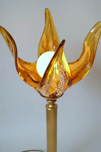 Design Lampe Messinglampe Tischleuchte "GOLDEN FLAMES" Murano Leuchte