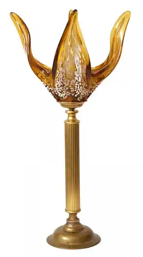 Design Lampe Messinglampe Tischleuchte "GOLDEN FLAMES" Murano Leuchte