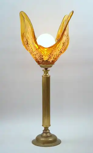 Design Lampe Messinglampe Tischleuchte "GOLDEN FLAMES" Murano Leuchte