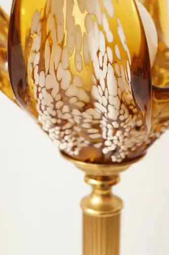 Design Lampe Messinglampe Tischleuchte "GOLDEN FLAMES" Murano Leuchte