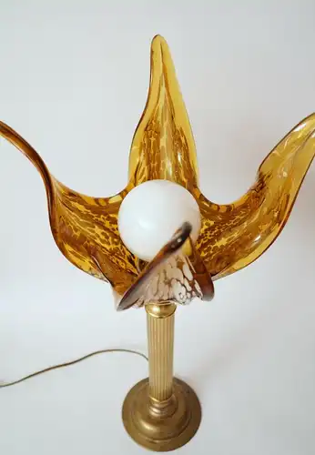 Design Lampe Messinglampe Tischleuchte "GOLDEN FLAMES" Murano Leuchte