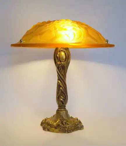 Art Deco Lampe Tischleuchte "GOLDEN ROSES" 1920 feuervergoldet Leuchte