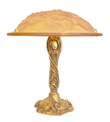 Unique or. Art Déco Lampe de table "GOLDEN ROSSES" en or de feu en 1920