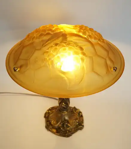 Art Deco Lampe Tischleuchte "GOLDEN ROSES" 1920 feuervergoldet Leuchte