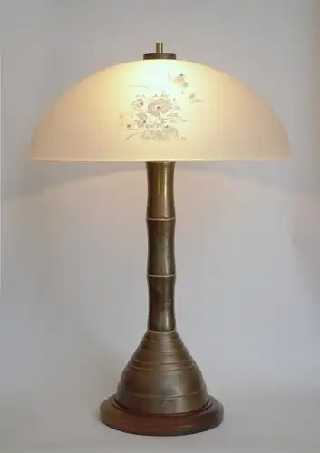 Grande lampe de table Art Nouveau "DIAMOND FLOWERS" lampe en laiton lampe Unikat