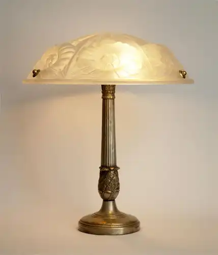 Art Deco Lampe Tischleuchte "SILVER SUNFLOWER" Leuchte original