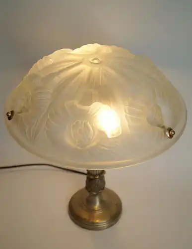 Art Deco Lampe Tischleuchte "SILVER SUNFLOWER" Leuchte original